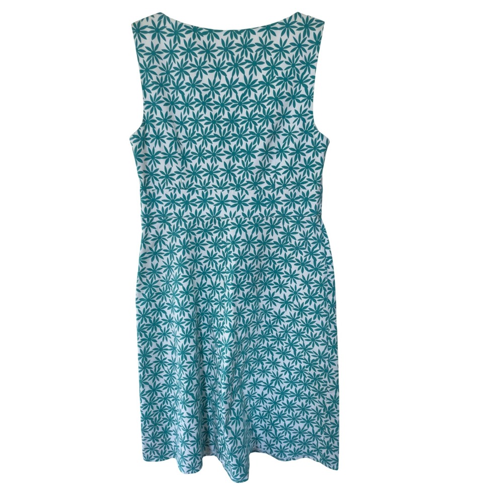 Spense Teal White Floral Starburst V-Neck Sleeveless Sheath Dress Sz 8 SC43755 - Picture 5 of 5